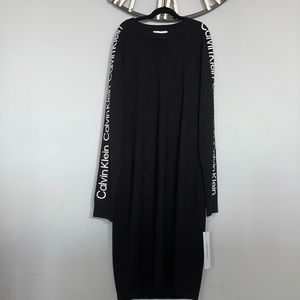 Calvin Klein sweater dress with logo on sleeves